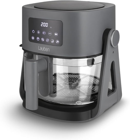 Glass&Grill Air Fryer 3-in-1 5500BG Hot Air Fryer 5.5 L Capacity Deep Fryer Glass Deep Fryer 6 Programmes + Manual Adjustment 3-in-1 - Can be Used as a Grill and Casserole