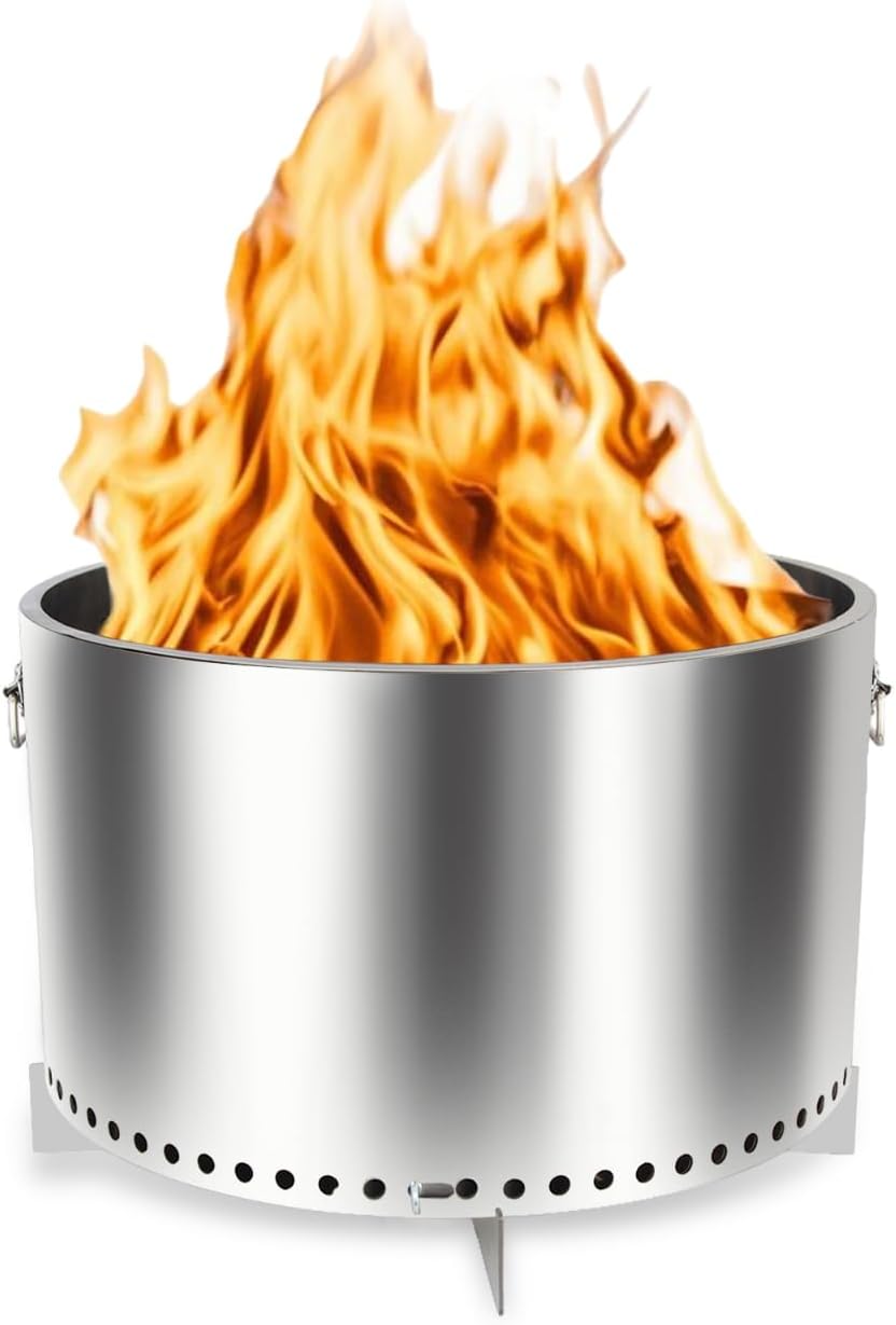 20.5" Smokeless Fire Pit, Wood Burning Camping Stove with Removable Stand & Ash Pan, Portable Outdoor Bonfire Fire Pit, Stylish Practical Solo Stoves for Camping Backyard Patio Beach