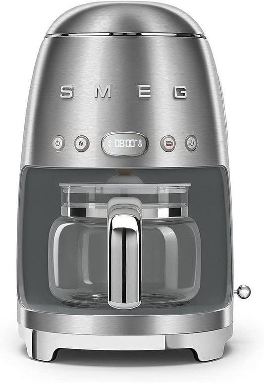 Smeg DCF02SSUK Drip Coffee Machine, Auto-Start Mode, Reuseable Filter, Digital Display, Anti-Drip System, Aroma Intensity Option, 1.4 Litre Tank, Stainless Steel