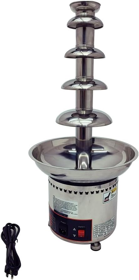 5-Tier Electric Stainless Steel Chocolate Melts 110V Chocolate Waterfall Fountain Chocolate Warmer Capable of 6kg Choc Melter Waterfall Maker for Party Wedding Birthday Christmas