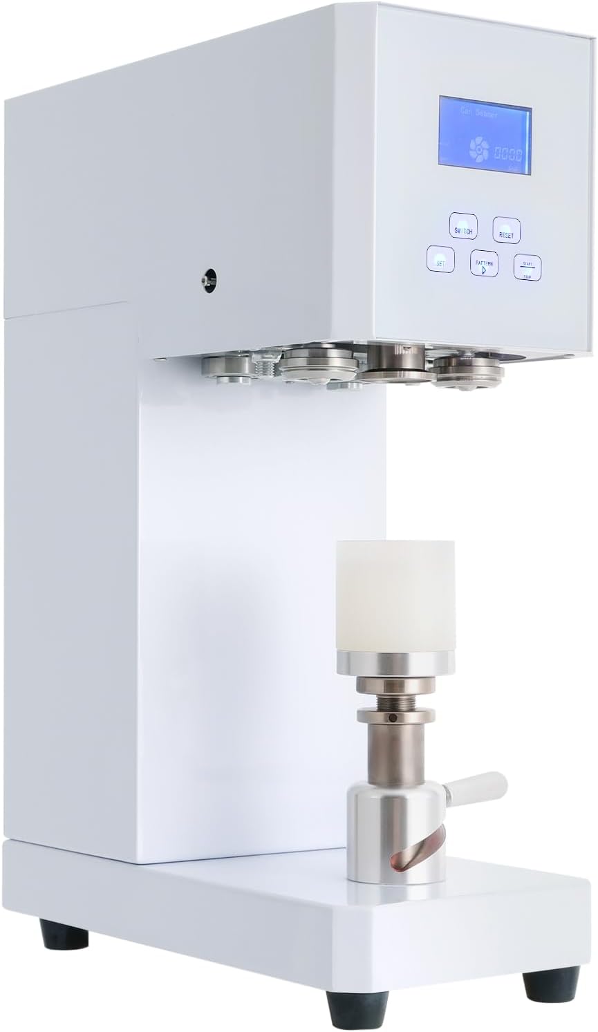 370W Beverage Seal Machine, Commercial Soda Can Sealer, Automatic Beverage Sealing Machine, 4-6 Seconds\/Time, 5.5cm Seals Diameter for Milk Tea Drinks Food Cans (White)