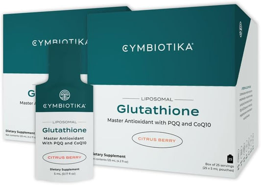 CYMBIOTIKA Liposomal Glutathione Supplement \u2013 PQQ, CoQ10 & Antioxidants for Detox, Brain, Energy, Immune Support \u2013 Advanced Absorption for Cellular Health & Longevity, Citrus Berry, 2 Month Supply