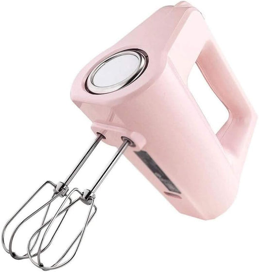 Pink Five-Gear Double-Rod Stainless Steel Design Electric Household Small Handheld Eggbeater