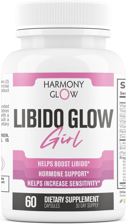 Libido Glow Girl | 14 in 1 Powerful Libido Booster for Women & Aphrodisiac | Helps Improve Women's Drive, Passion, Sensitivity | Maca, Tribulus, Ashwagandha | 3rd Party Tested Supplement - 60 Pills