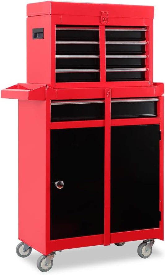 BIG RED 5-Drawer Rolling Tool Chest\/Box with wheels,Metal Removable Tool Storage Cabinet for Garage and Workshop,Red\/Black,ATBT3426R-RB