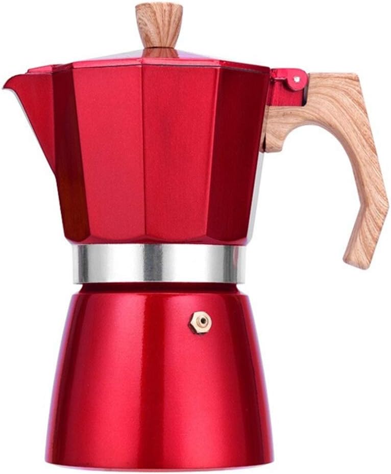 Mocha Pot Moka Pot Hand-Coffee Pot Cooking Appliances Household Espresso Coffee Pot Stovetop Coffee Makers (Color : Red, Size : 3 Cup) (Red 9 Cup)