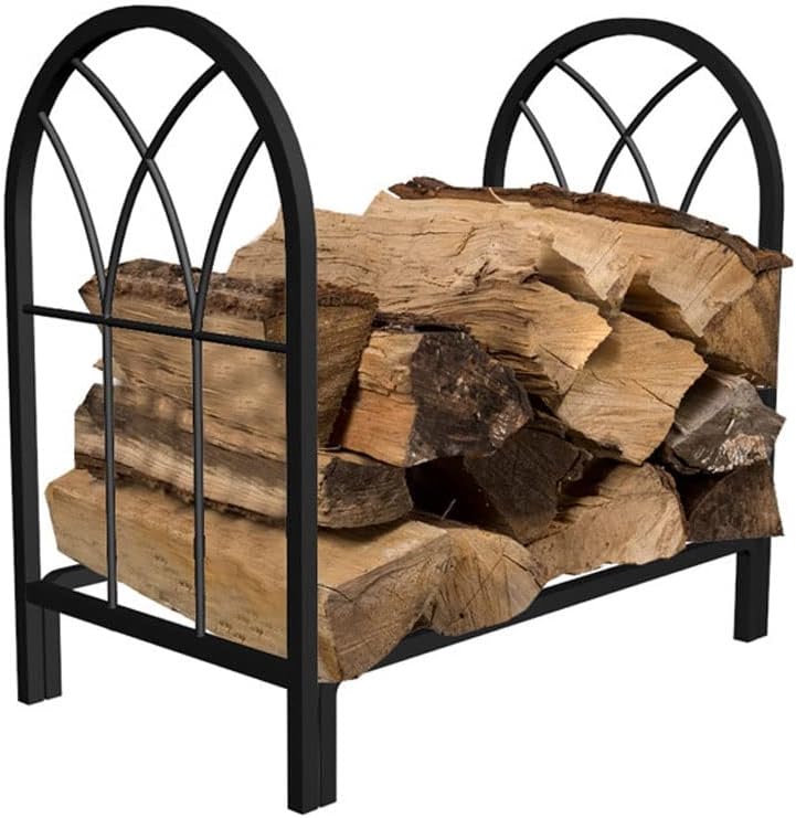 OREKPOT Log Store Firewood Rack Indoor Heavy Duty Wood Holders Firewood Outdoor for Fireplace Metal Lumber Storage Carrier Fireplace Tools,Black-120cm,120cm，Black 58cm