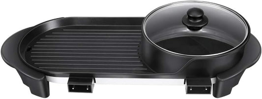 Portable Electric Grill, 1000W, Black, Modern Style, Stainless Steel & Glass, 5 Temperature Adjustments, PFOA & PFAS Free, Includes Grill Basket, Limited Warranty