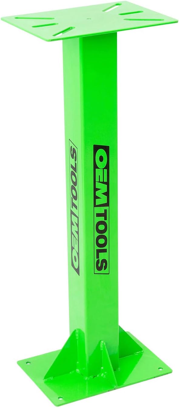 OEMTOOLS 24643 Bench Grinder Stand, Vise Stand, and Drill Press Stand, Heavy Duty Steel Base, Pre-Drilled for Equipment Stability, Top/Plate Dimensions 13.8" (L) x 9.8" (W) x 0.2" (H)