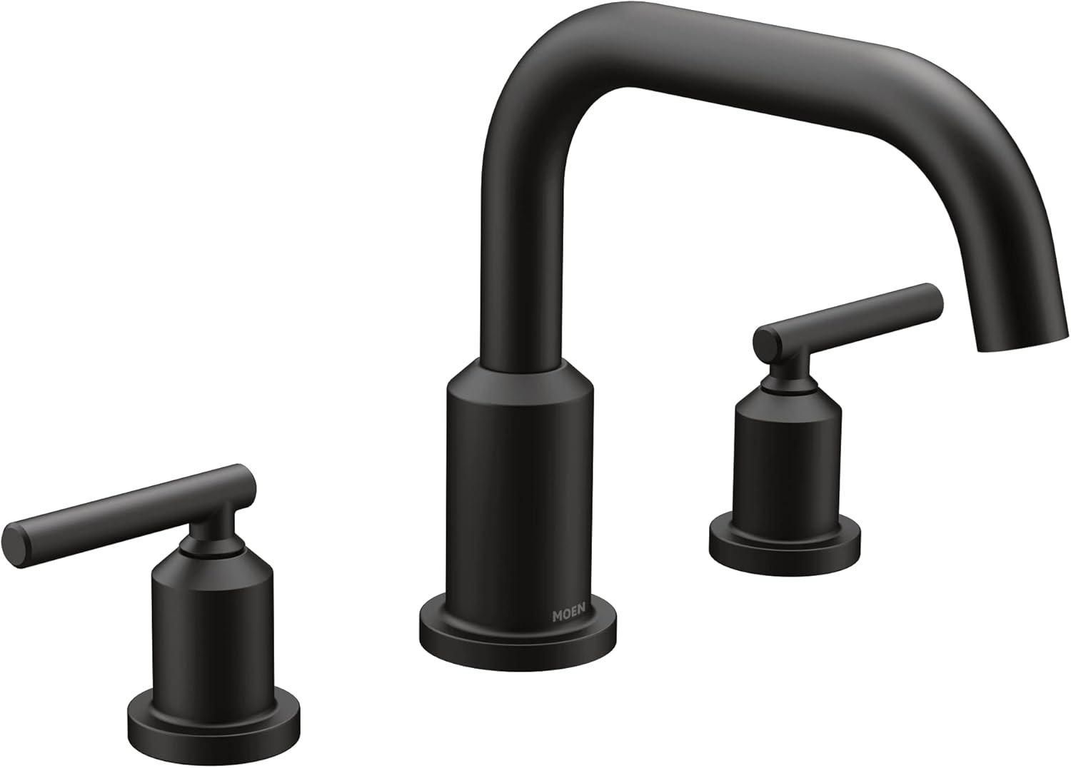 Moen Gibson Matte BlackTwo-Handle Deck Mounted Modern Roman Tub Faucet, Valve Required, T961BL