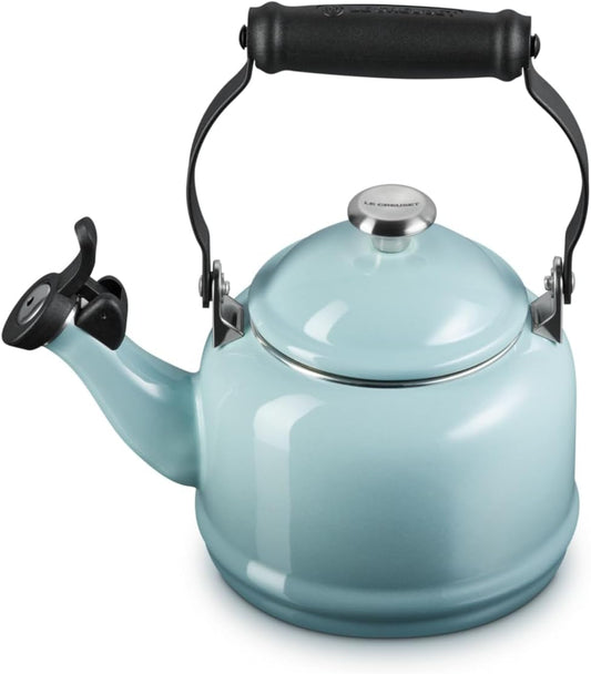 Le Creuset Enamel On Steel Demi Tea Kettle with Metal Finishes, 1.25 qt, Sea Salt