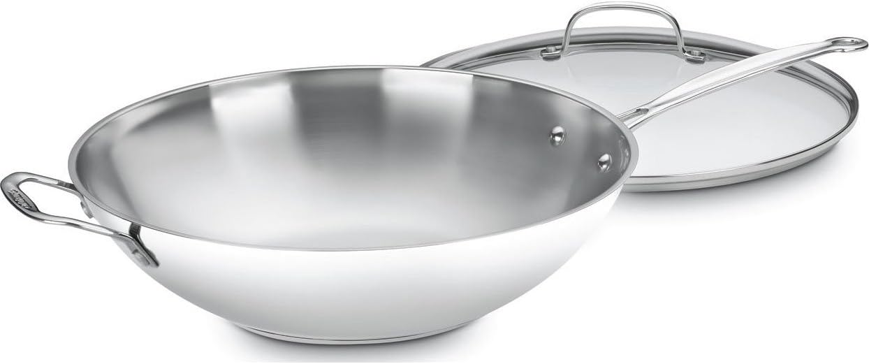 Cuisinart 14-Inch Stir-Fry Pan, Helper Handle and Glass Cover, Chef's Classic Stainless Steel, 726-38H