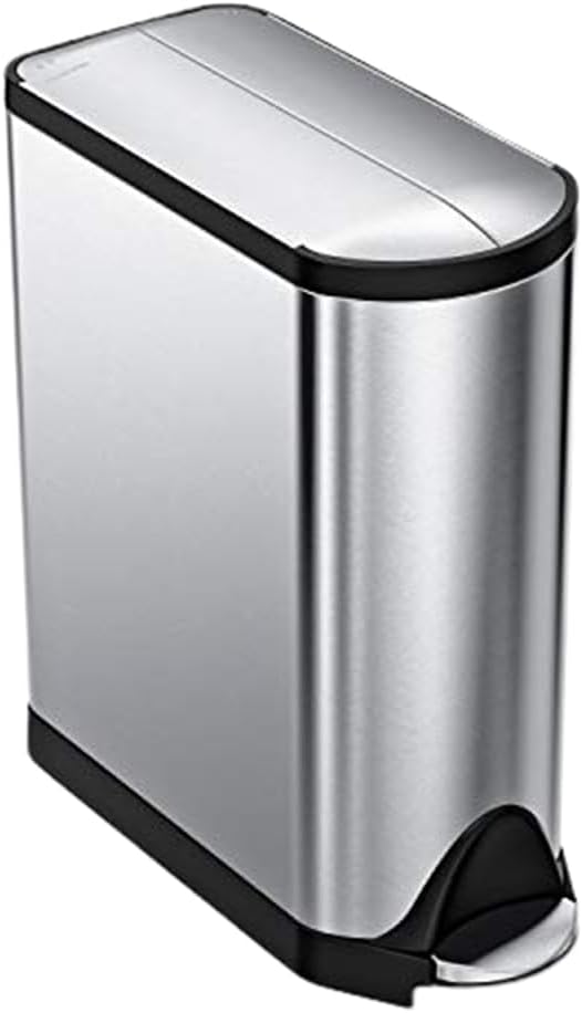 simplehuman 40 Liter \/ 10.6 Gallon Dual Compartment Butterfly Lid Kitchen Recycling Step Trash Can, Brushed Stainless Steel