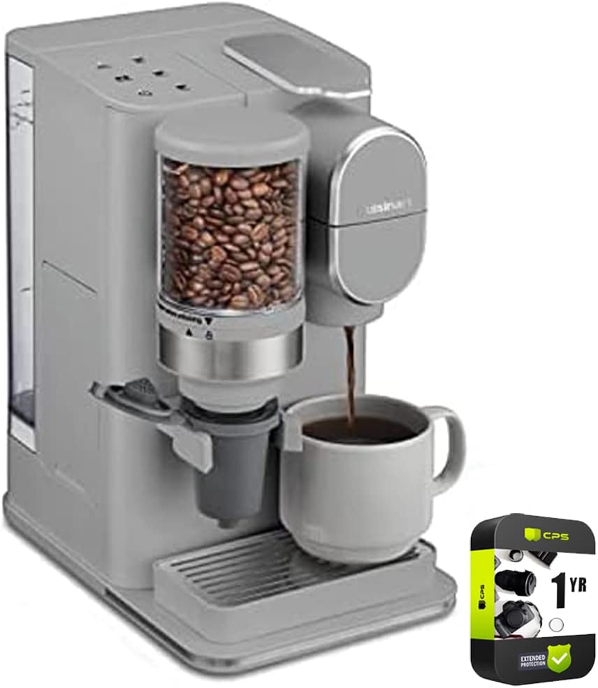 Cuisinart DGB-2G Conical Burr Grind and Brew Single-Serve Coffeemaker Gray Bundle with 1 YR CPS Enhanced Protection Pack