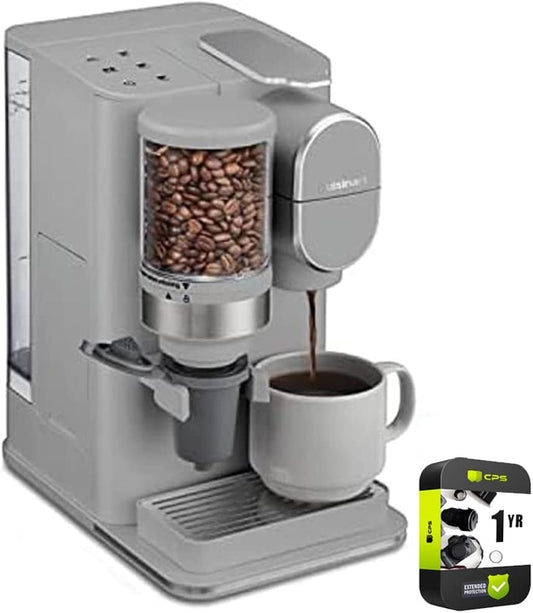 Cuisinart DGB-2G Conical Burr Grind and Brew Single-Serve Coffeemaker Gray Bundle with 1 YR CPS Enhanced Protection Pack