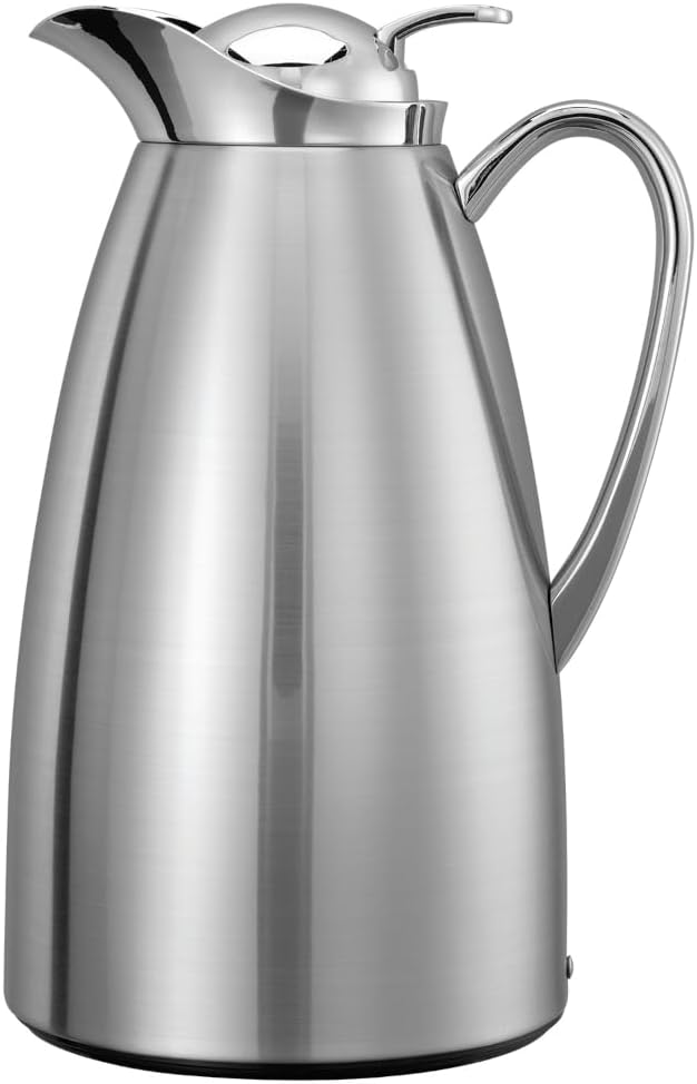 Service Ideas CJZS1BS Classy Vacuum Carafe, 1 Liter Capacity, Stainless Steel Exterior & Liner, Brushed Finish (Case of 6)