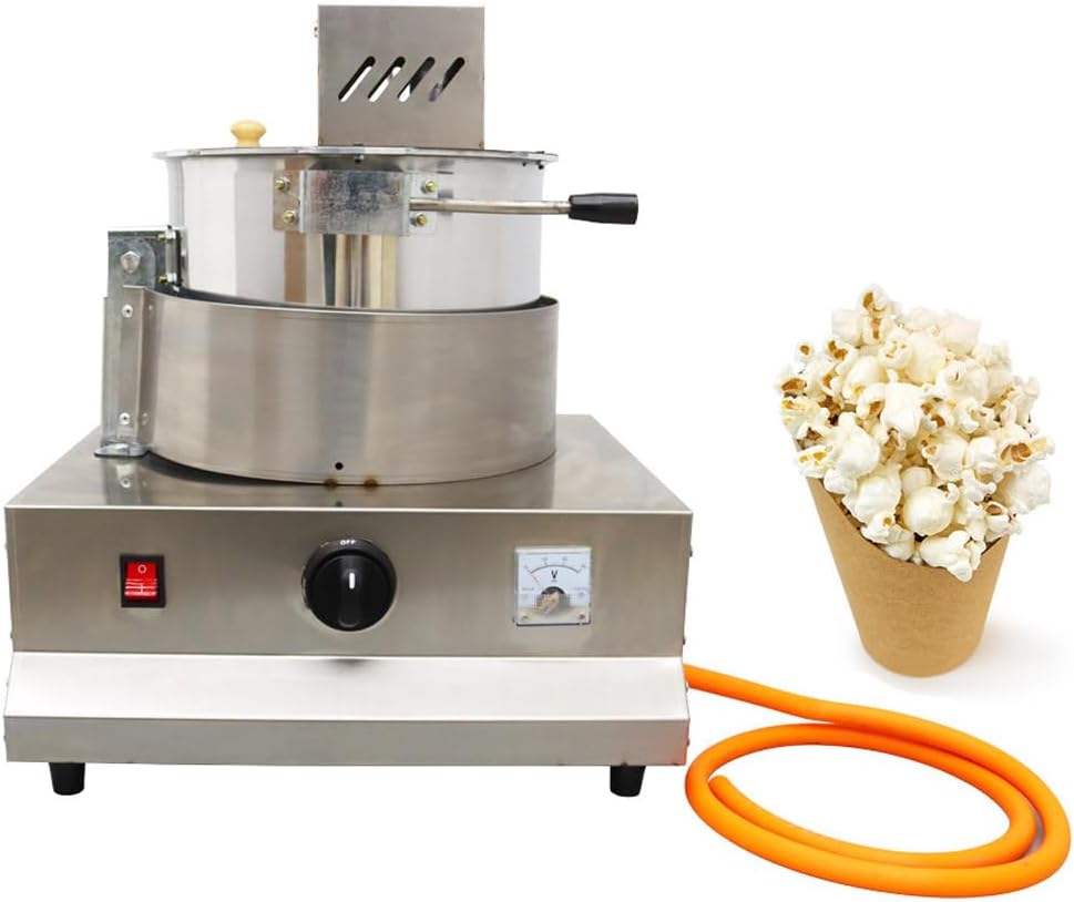 Gas Heating Popcorn Machine Commercial Popcorn Popper 304 Stainless Steel Spherical Popcorn Pot with Measuring Cup and Stainless Steel Shovel