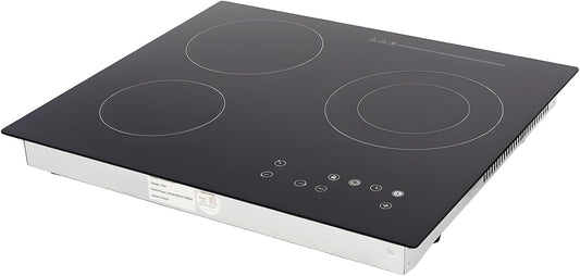 23 Inch Electric Cooktop 3 Burner Ceramic Cooktop - 9 Heating Levels, Supports Desktop and Embedded Usage, Multiple Safety Protection,110V 2600W Touch-adjustable Control (Black)