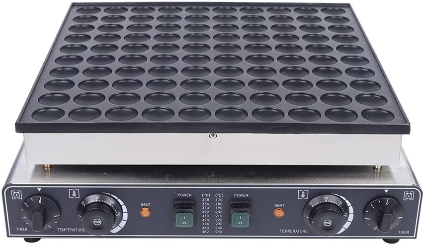 LOYALHEARTDY 100PCS Electric Muffin Maker Commercial Waffle Maker Machine 3400W 110V Mini Dutch Pancakes Maker Small Round Waffle Machine Great Choice for Bakery, Restaurant Silver and Black