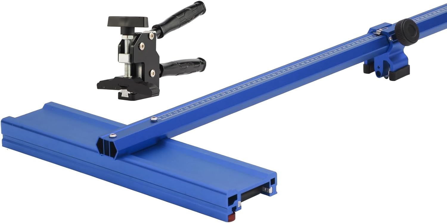 Manual Tile Cutter with Tungsten Carbide Scoring Wheel | 35.4" Precision T-Bar Cutter for Porcelain & Ceramic Tiles | Portable Design with Aluminum Ruler & Plier (Blue)
