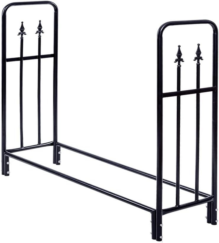 Heavy Duty 4ft Outdoor Steel Firewood Log Rack Black Wood Storage Holder for Patio Durable Accessories for Heavy Firewood Logs(