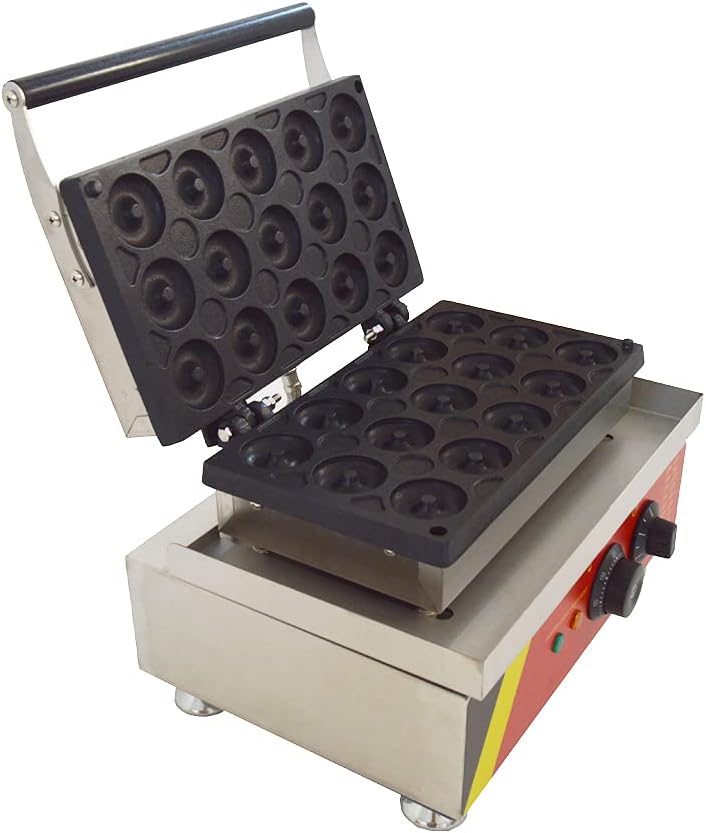 15pcs Electric Donut Maker Waffle Baking Machine 1.85" Snack Maker Non-Stick Doughnut Baking Machine 110V