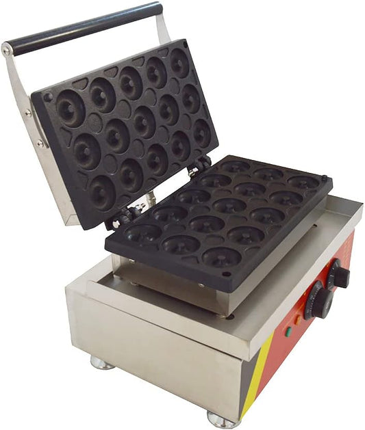 15pcs Electric Donut Maker Waffle Baking Machine 1.85" Snack Maker Non-Stick Doughnut Baking Machine 110V