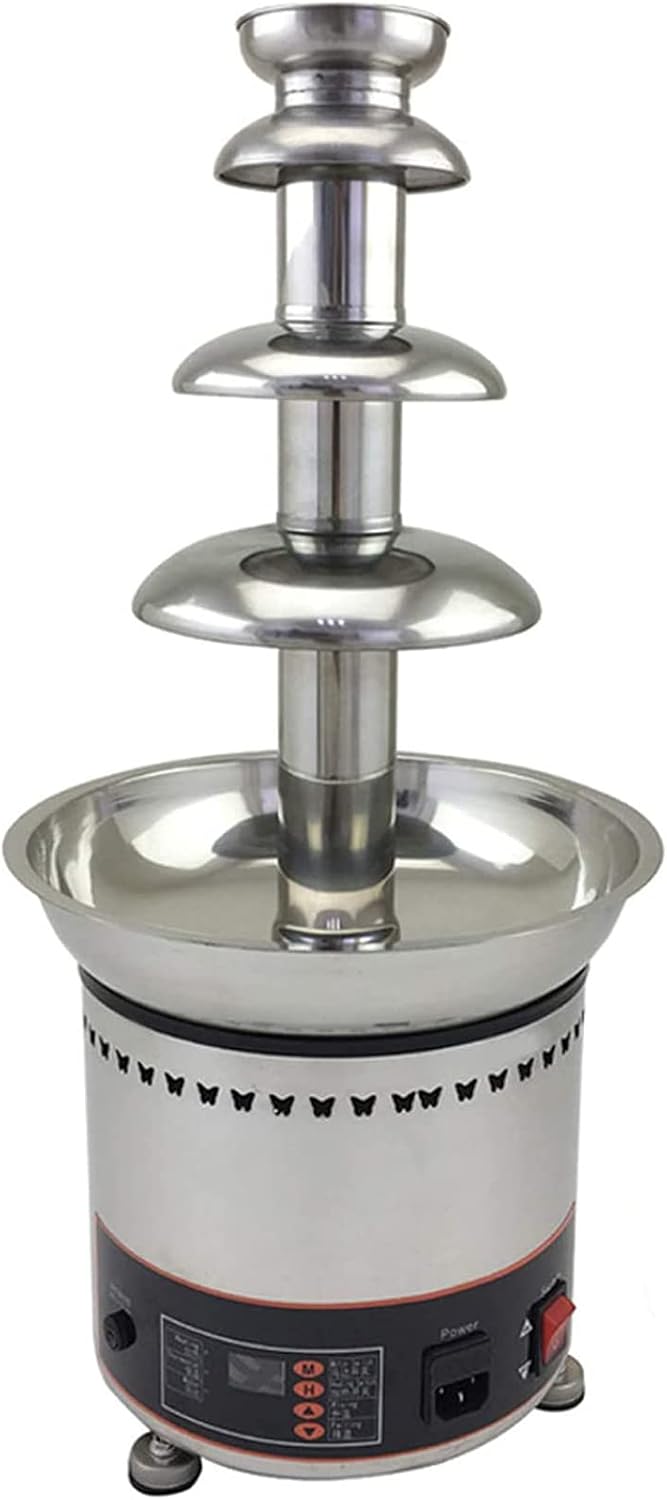 TECHTONGDA 4 Tier Electric Chocolate Fondue Fountain Machine, 6.6lb Capacity Chocolate Fountain for Parties, Stainless Steel Electric Melting Machine, 110V Hot Chocolate Fondue with Digital Control