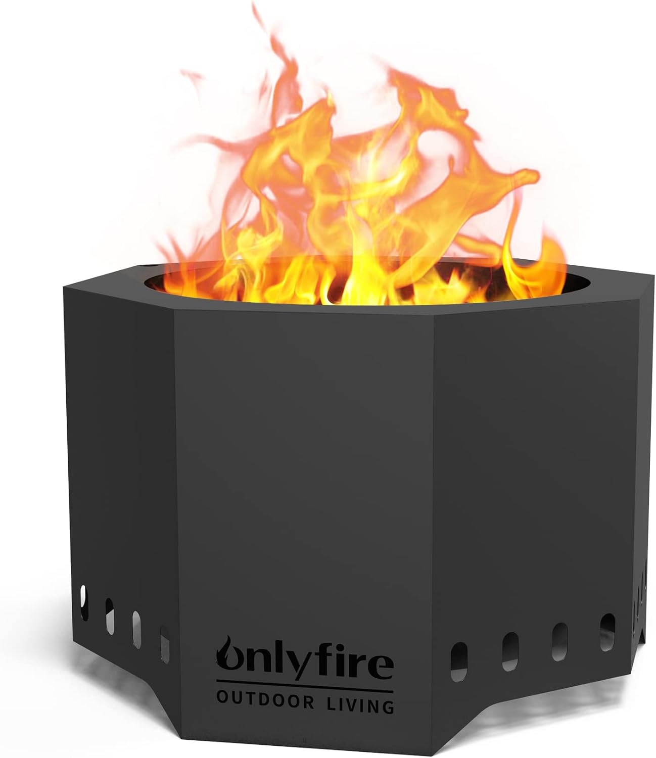 ONLYFIRE OUTDOOR LIVING 24" Modern Fire Pit, Premium Portable Outdoor Firepit for Camping Tailgating Patio Backyard Beach Party, Smokeless Wood Burning Fireplace, Black FP013