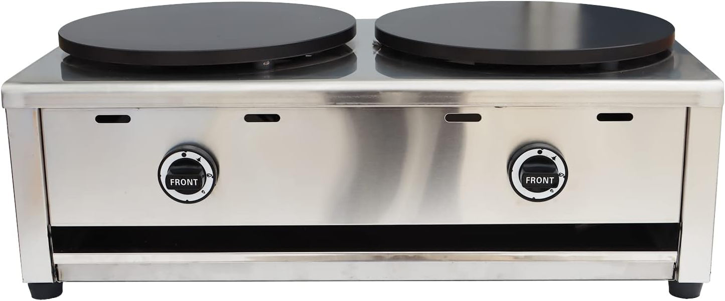 New Crepes Maker Commercial Pancake Fruit Machine Double Heads LP Gas