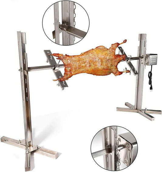 53" Roaster Rotisserie Spit Pig Hog Lamb Roast BBQ Picnic Outdoor Cooker Grill 25W Stainless Motor