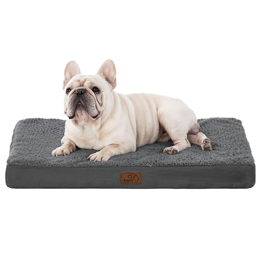 Bedsure® Orthopedic Waterproof Dog Bed with Sherpa & Oxford Fabric Removable Cover & Egg Crate Foam 35"L x 22"W x 3"H