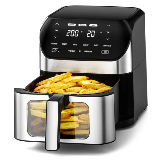 6.2QT Large-capacity Oil-free Hot Air Fryer Oven 1500W Healthy Cookware, 10 Presets, Digital LCD Touch Screen