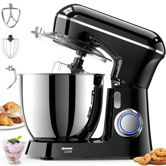 6.5QT 10-Speed Stand Mixer, 3-in-1 Tilt-Head Kitchen Mixer with Dough Hook, Whisk, and Beater – 660W Electric Food Mixer for Baking, Cake, and Everyday Cooking