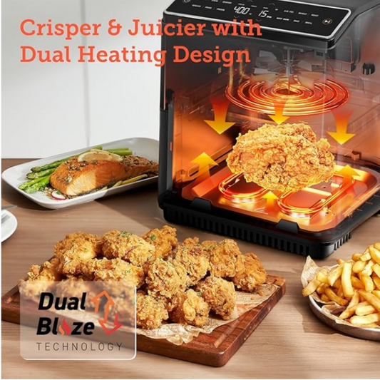 6.8Qt Air Fryer, 12-in-1 Dual Blaze for 360° Crispy Meals, No Shaking & Preheating to Fast Cooking with Bake, Roast, Broil, 100+In-App Recipes, Dishwasher Safe