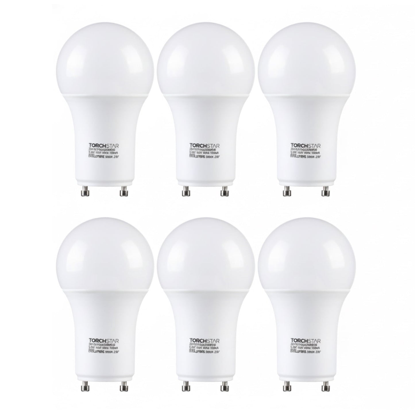 6 Pack Dimmable GU24 Base A19 Light Bulb, 9.5W LED Bulb, 60W Equivalent, for Ceiling Fans, Twist Lock GU24 Base Bulb for CFL Replacement, 5000K Daylight