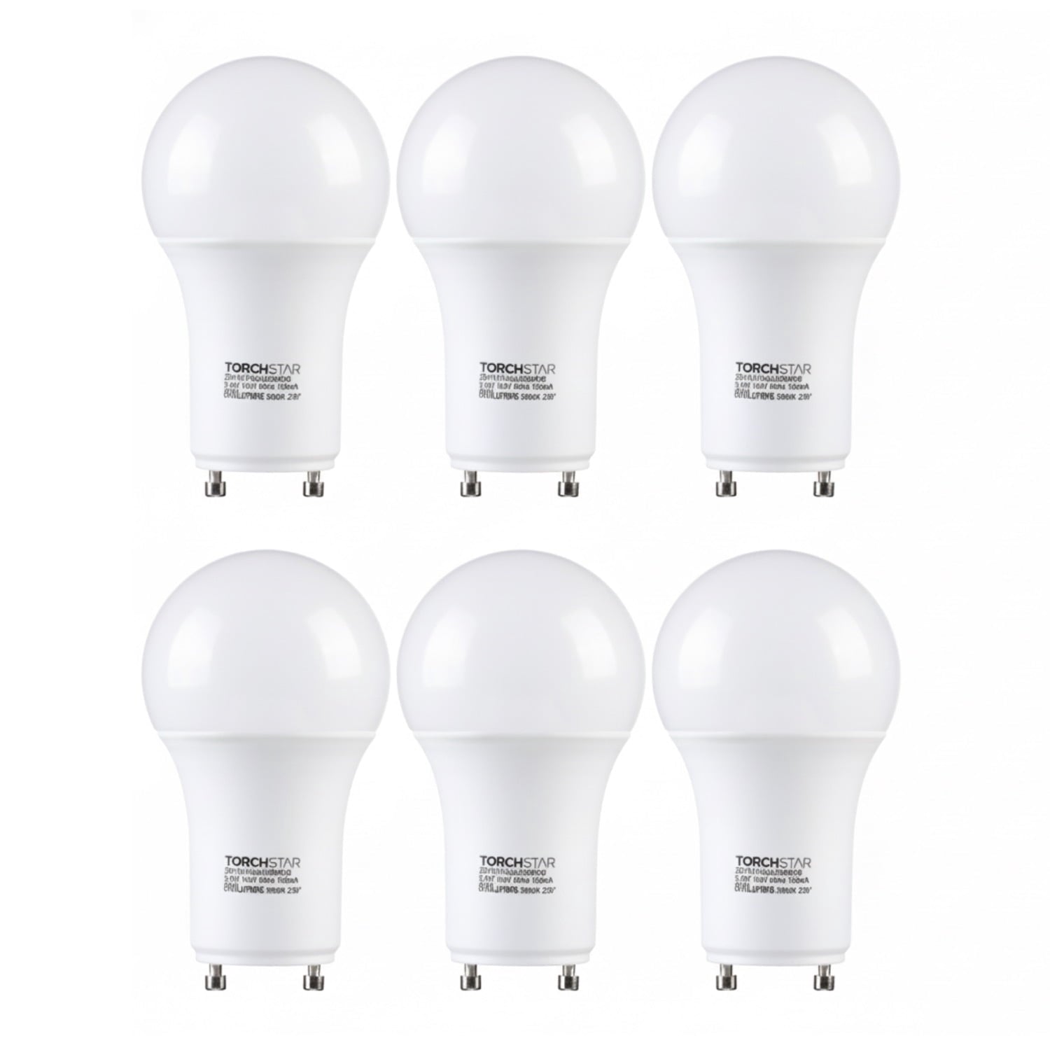 6 Pack Dimmable GU24 Base A19 Light Bulb, 9.5W LED Bulb, 60W Equivalent, for Ceiling Fans, Twist Lock GU24 Base Bulb for CFL Replacement, 5000K Daylight