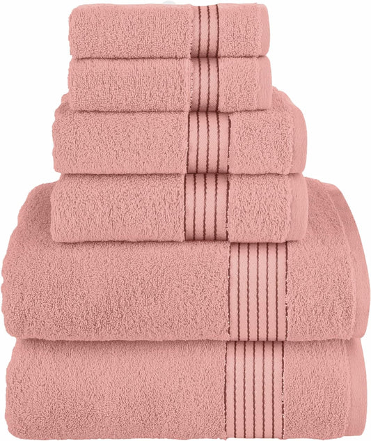 Juego de Toallas Premium de 6 Piezas, 2 Toallas de BaÃ±o, 2 Toallas de Mano y 2 Toallas Faciales, 600 GSM, Rosa Empolvado