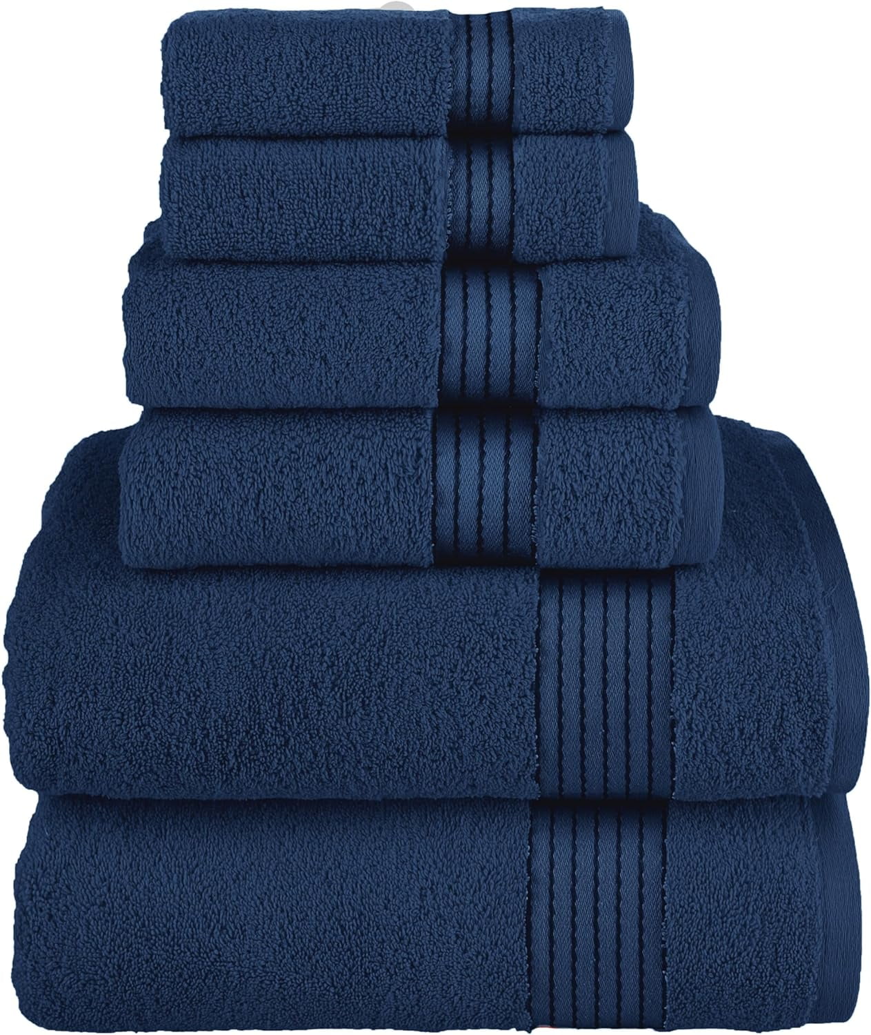 Holiday Gift 6-Pack Cotton 100 % Highly Absorbent Shower Towel , Navy