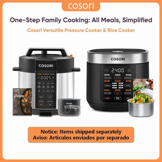 6 Qt & 5 Qt 9-in-1 Electric Pressure Cooker & 18-in-1 Rice Cooker Bundle for Daily Home Cooking - Rice, Sauté, Slow Cook, Steam, Sous Vide, Sterilizer Functions, Stainless Steel & Nonstick Inner Pots