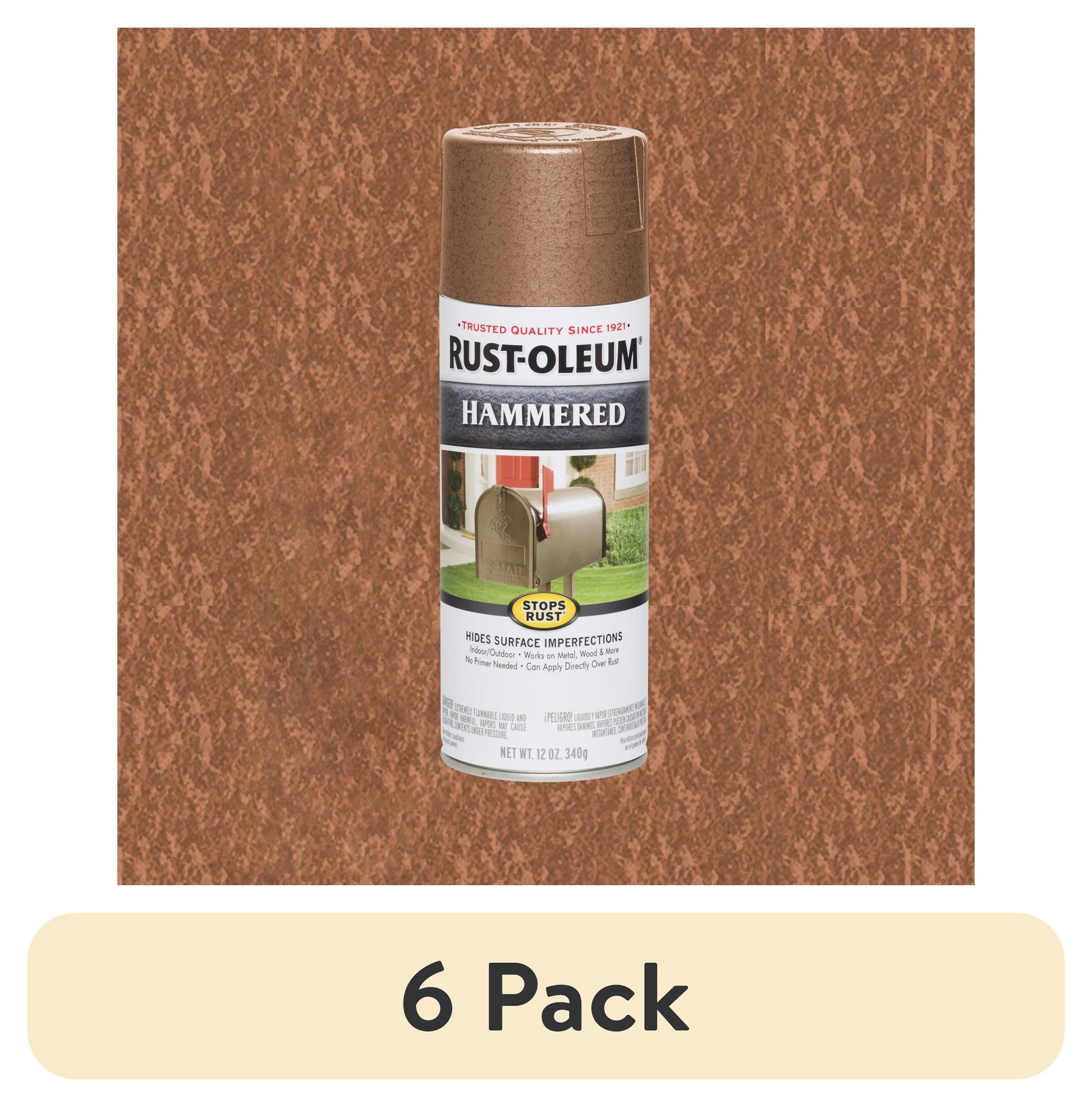 (6 pack) Cobre, Rust-Oleum Detiene el Ã“xido Pintura en Aerosol Martillada-210849, 12 oz
