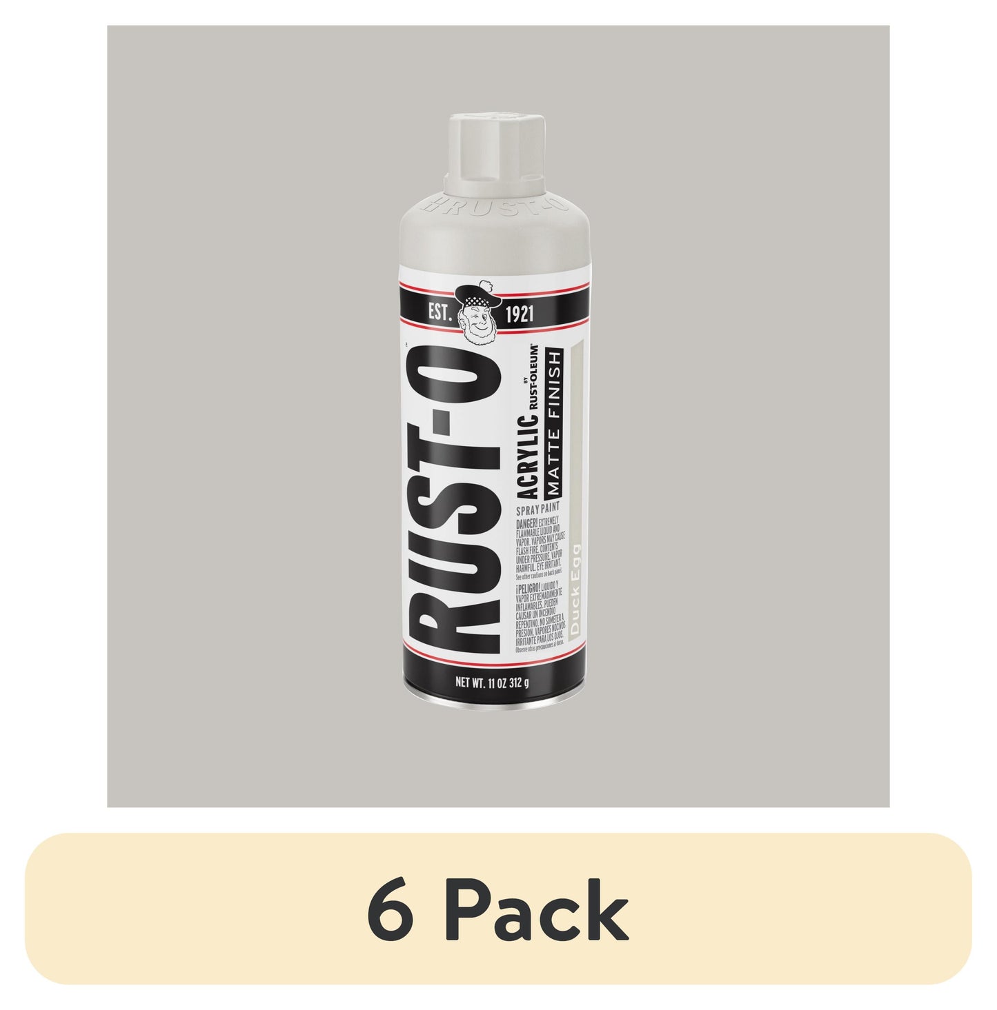 (6 pack) Duck Egg, Rust-Oleum Rust-O Acrylic Matte Spray Paint-392222, 11 oz
