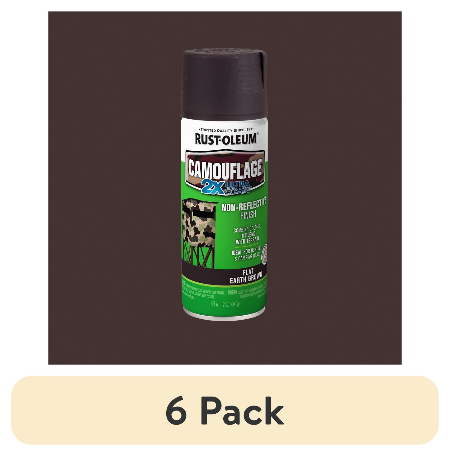 (2 pack) Khaki, Rust-Oleum Camouflage 2X Ultra Cover Flat Spray Paint-279177, 12 oz