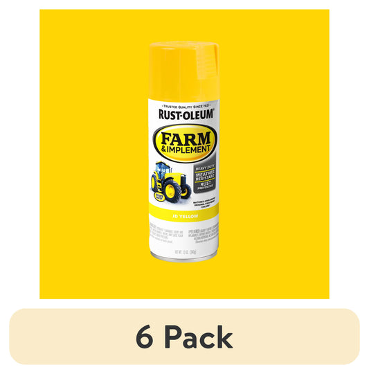 (6 pack) Black, Rust-Oleum Specialty Farm & Implement Gloss Spray Paint-280123, 12 oz