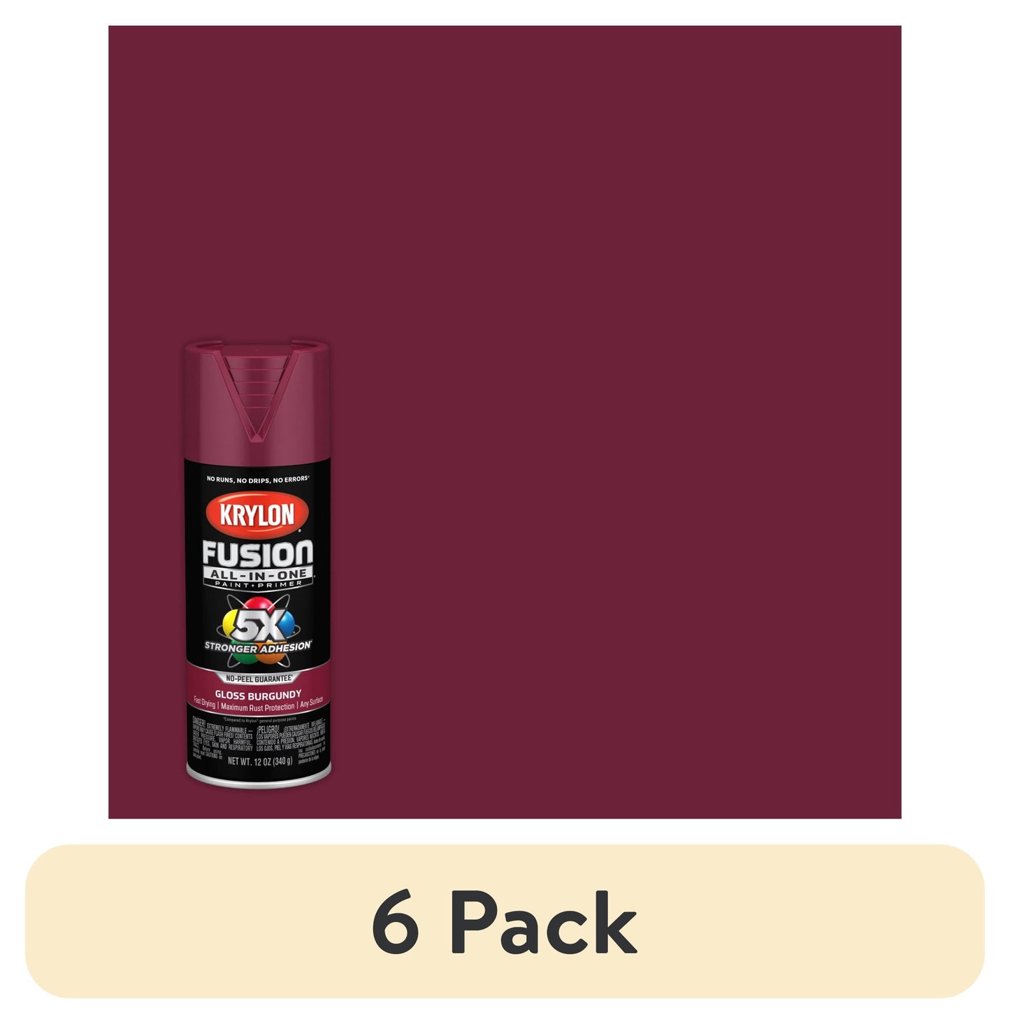 (6 pack) Krylon Fusion All-In-One, Gloss, Burgundy, 12 oz