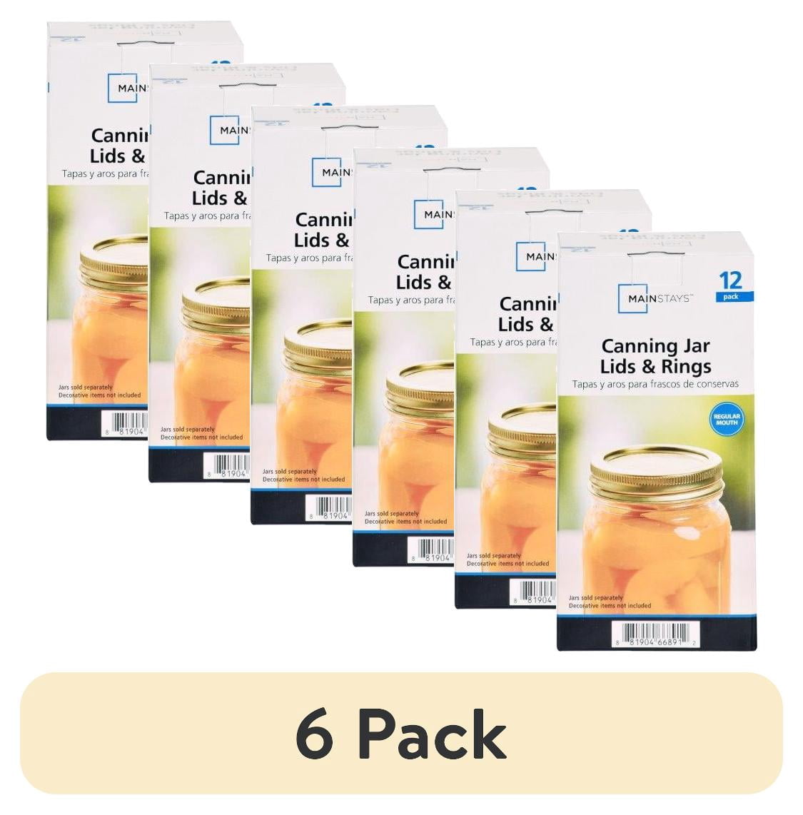 (2 pack) Mainstays 12-Pack Canning Jar Lids and Rings - Regular Mouth, Two-Piece Mason Jar Lids with Bands for Canning and Preserving, Fits All Brands Regular Mouth Mason Jars