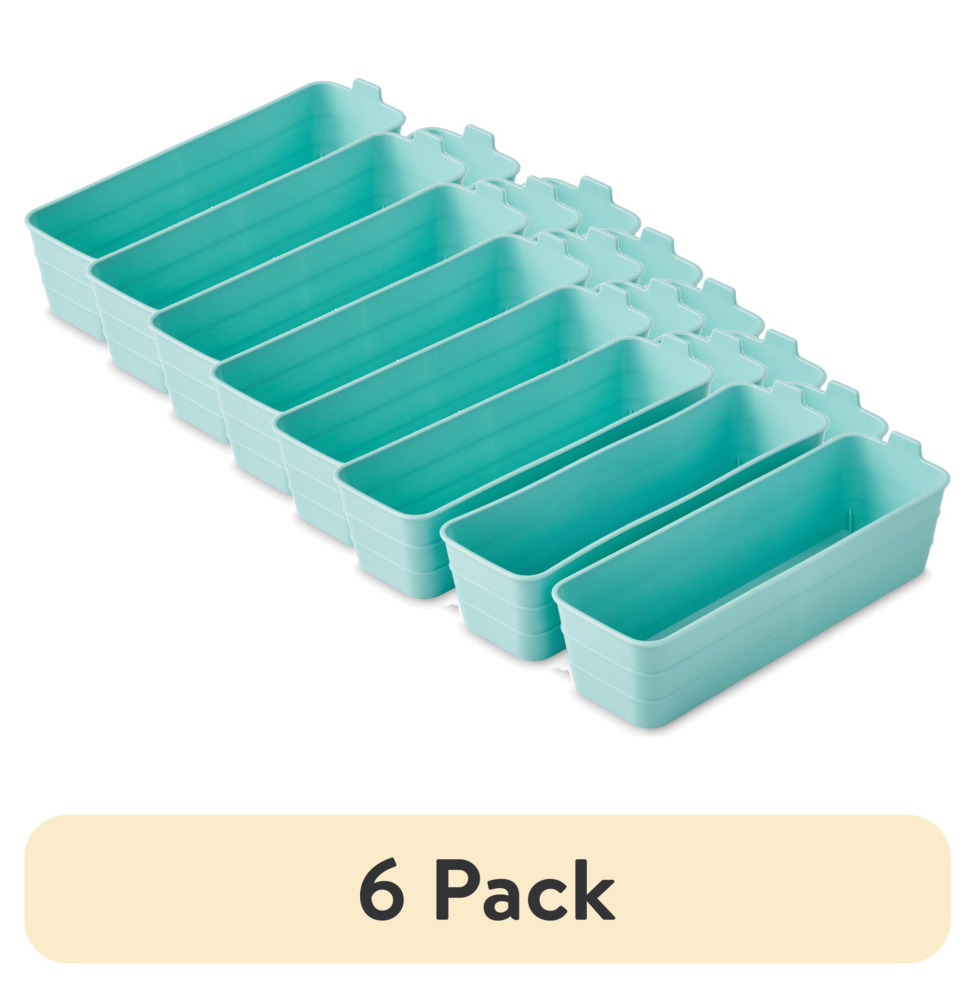 (2 pack) Mainstays 3-Pack Flexible Plastic Drawer Organizer Storage Bins, Kitchen Drawer, Desk Drawer and Bathroom Drawer Organizer Containers, Green, 10.4" x 3.2" x 2.9"