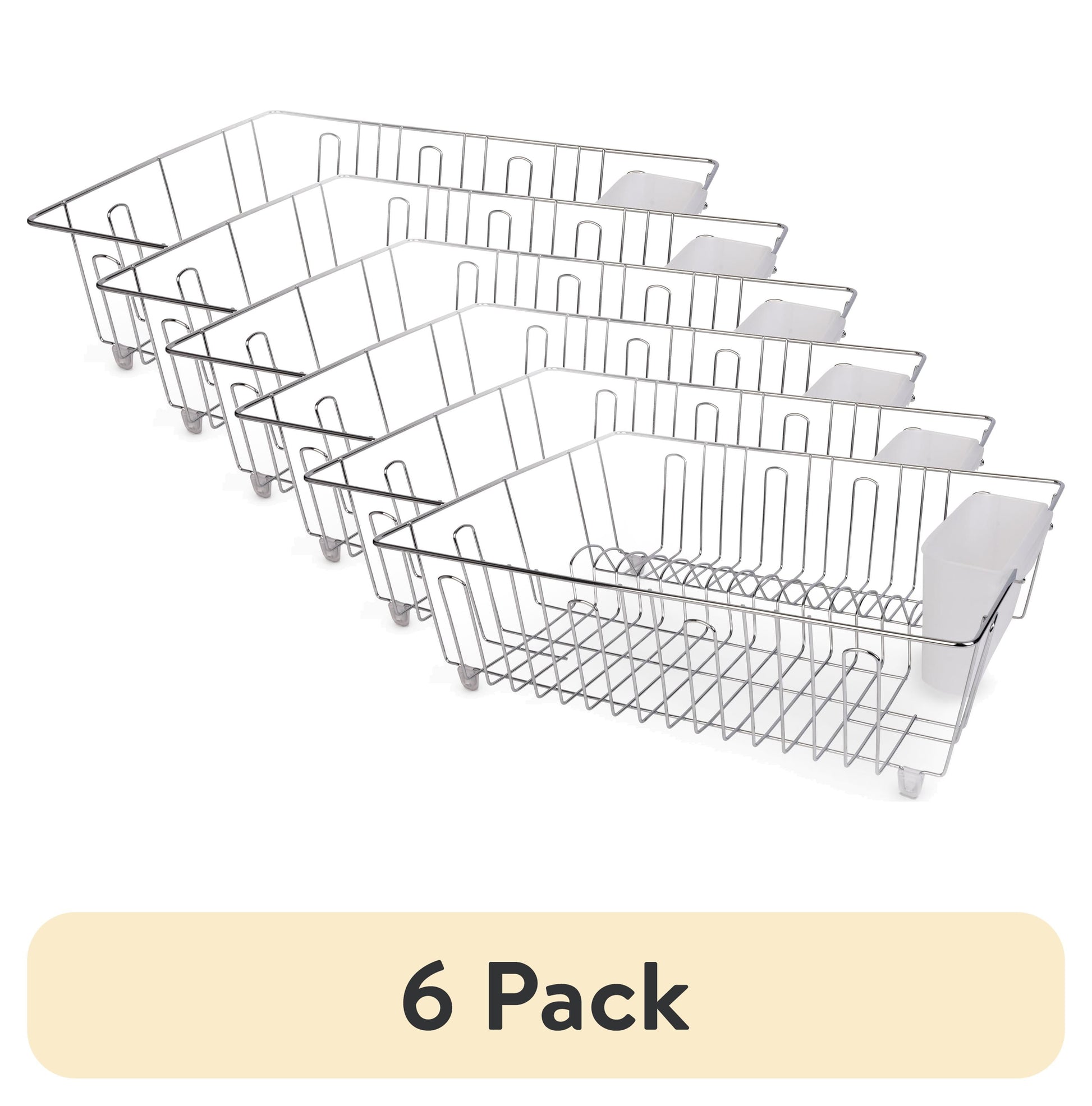 (6 pack) Mainstays Stainless Steel Kitchen Dish Drying Rack and Drainer, Rust-Resistant Countertop Dish Rack Organizer for Plates, Bowls, Cups and Utensils