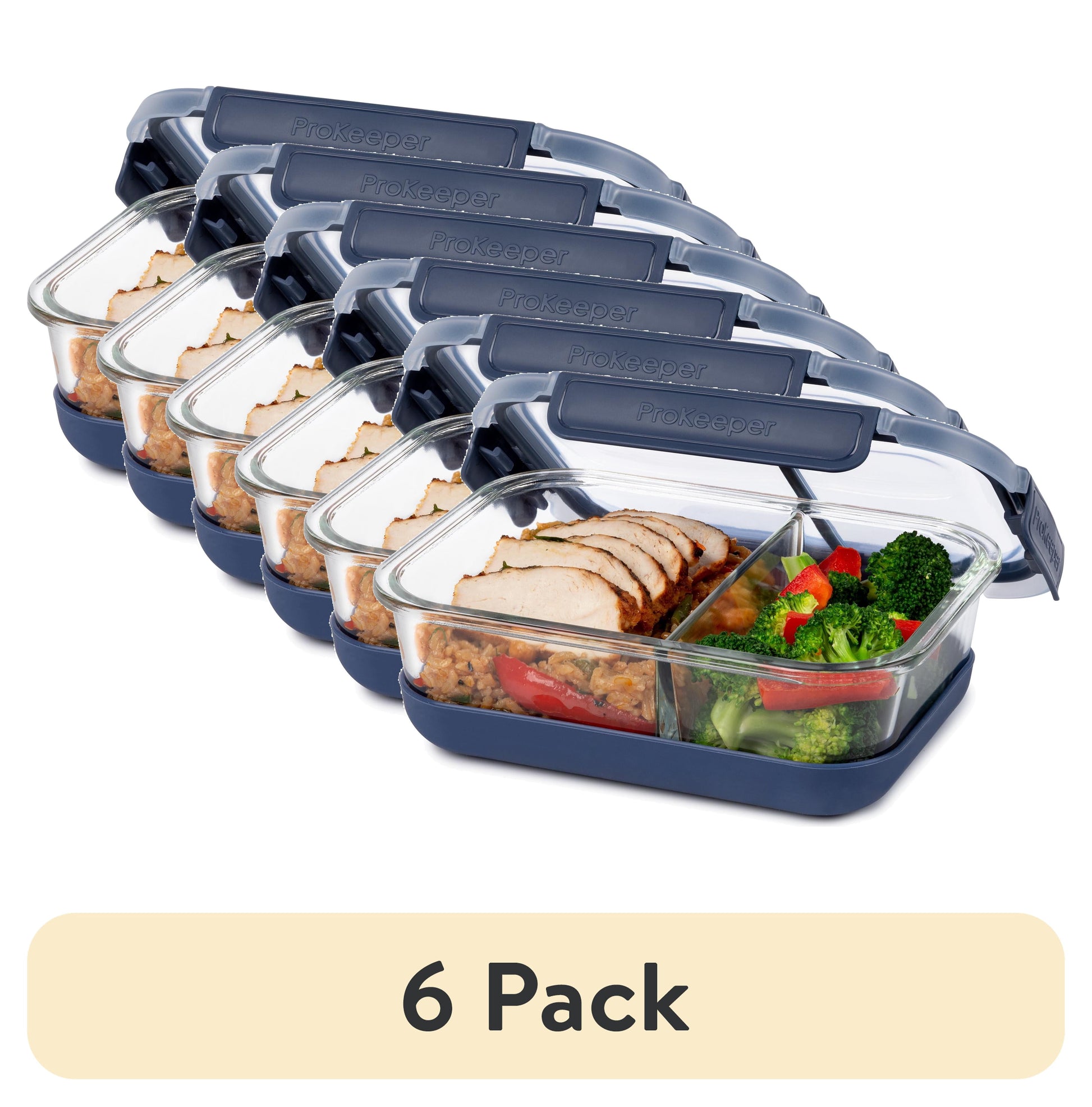 ProKeeper+ Borosilicate Glass Lunch and Salad Storage Container with Silicone Base and Snap-Lock Lid