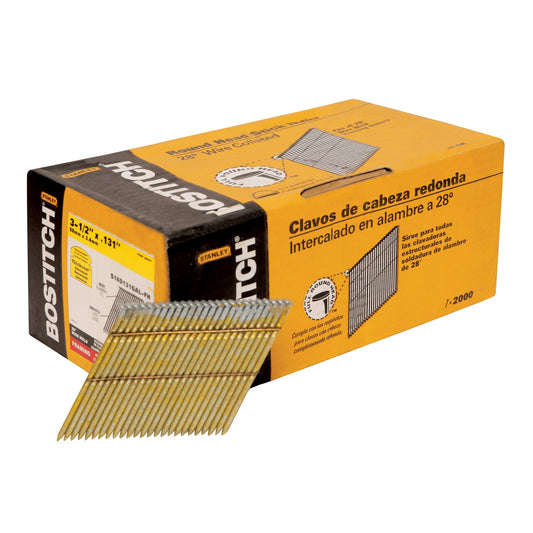 Bostitch 3-1/2-in x 0.113-in 28 Degree Galvanized Smooth Shank Collated Framing Nails (2000-Per Box) S16D131GAL-FH